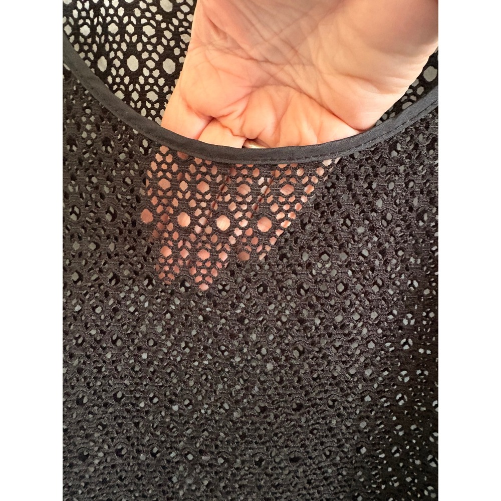 Cato Womens Black Crochet Knit Short Sleeve Scoop Neck Blouse Top Large - Picture 6 of 6